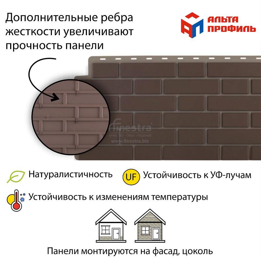 Фасадная панель (кирпич клинкерный) Альта-Профиль 1220х440мм