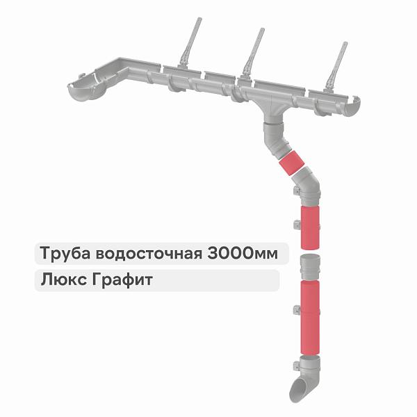 Docke ЛЮКС Труба водосточная 3000мм Графит