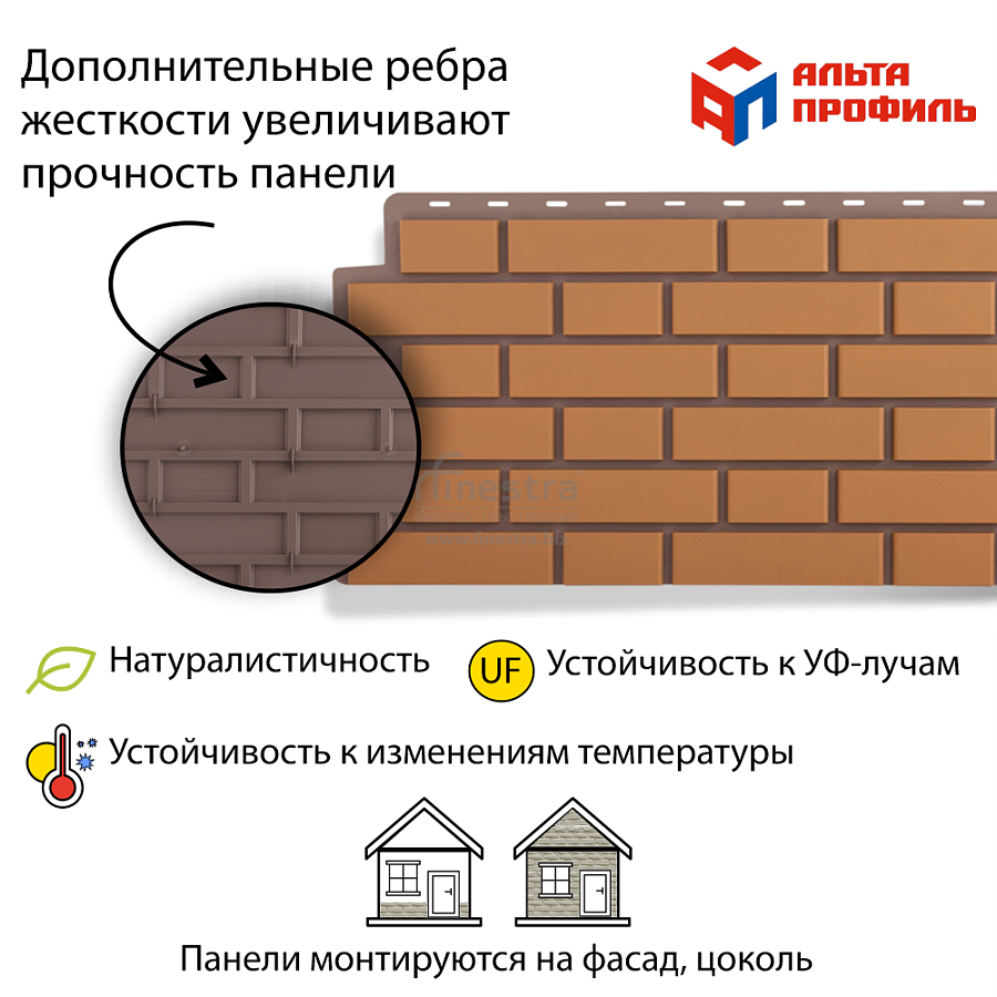 Фасадная панель (кирпич клинкерный) Альта-Профиль 1220х440мм