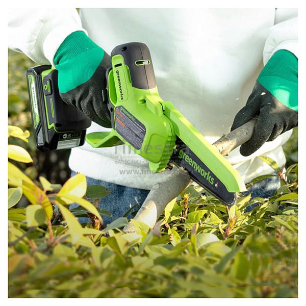 Пила мини цепная аккумуляторная Greenworks (24V, 15см, бесщеточная, без АКБ и ЗУ), арт.2008707