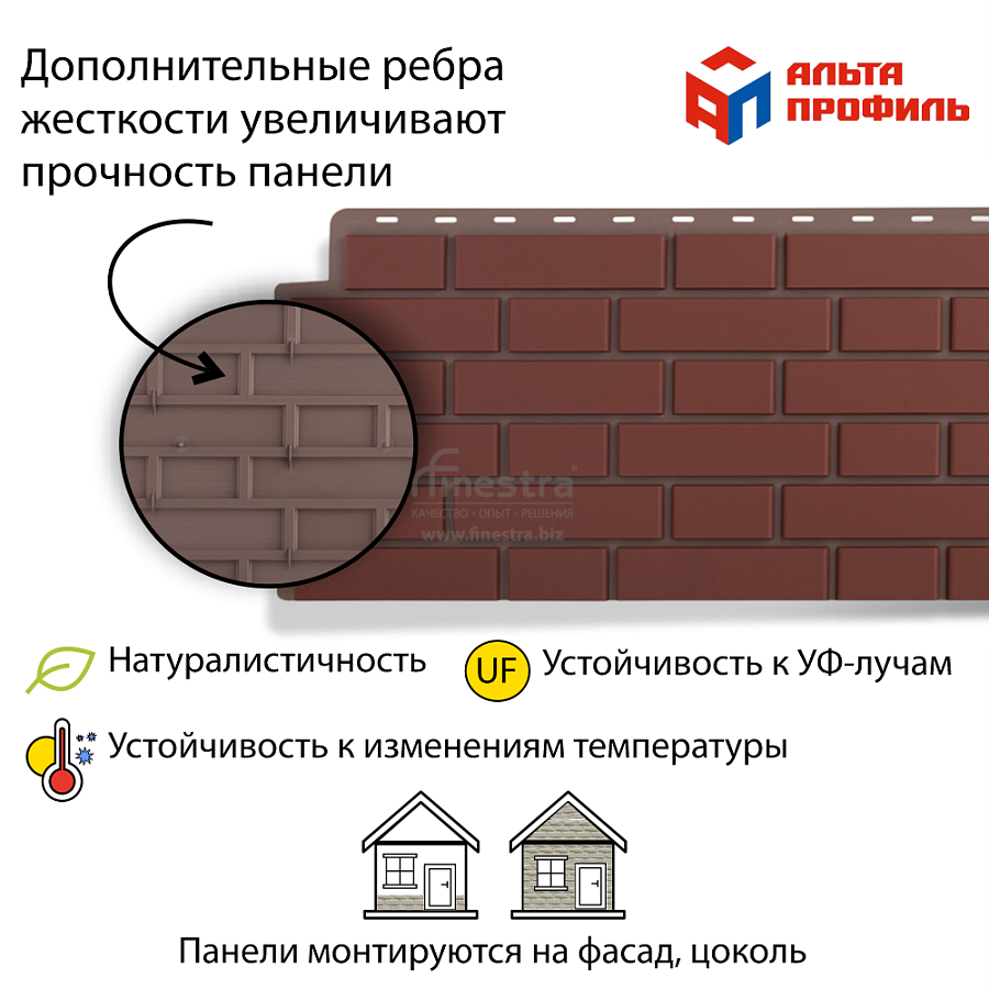 Фасадная панель (кирпич клинкерный) Альта-Профиль 1220х440мм