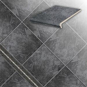 Купить Напольная плитка Stroeher Keraplatte Roccia 9340 рядовая ступень-флорентинер 340х294х12мм 845 nero в Иркутске