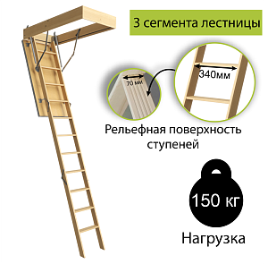 Чердачная лестница Docke DACHA 60х120х280 см