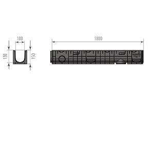 Купить Лоток водоотводный пластиковый DN100 H150 Aquastok Norma 1000х148х150мм 11015 в Иркутске