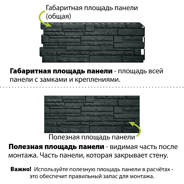 Фасадная панель (камень скалистый) ЭКО Альта-Профиль 1160х450х23мм 0.47м2 Графит