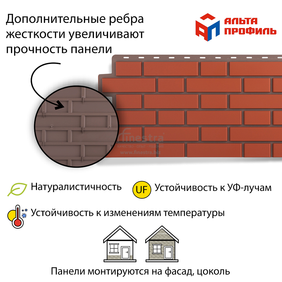 Фасадная панель (кирпич клинкерный) Альта-Профиль 1220х440мм
