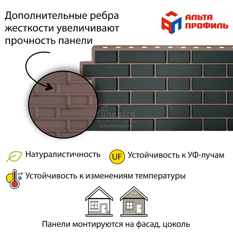 Фасадная панель (кирпич клинкерный) Альта-Профиль 1220х440мм
