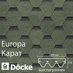 Купить Гибкая черепица Docke PIE EUROPA KARAT 3м2/уп Зелёный (уценка без упаковки) в Иркутске