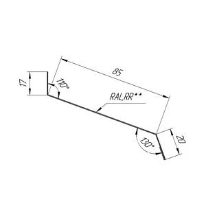 Отлив металлический с посыпкой Docke 1250х85х20х17мм  — Рубиновый