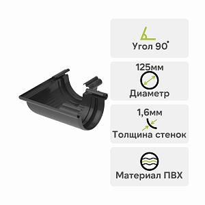 Угол желоба 90° Альта-Профиль "Элит" ПВХ  — Графит