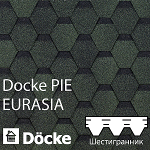 Купить Гибкая черепица Docke PIE EURASIA Шестигранник 3м2/уп Зеленый в Чите